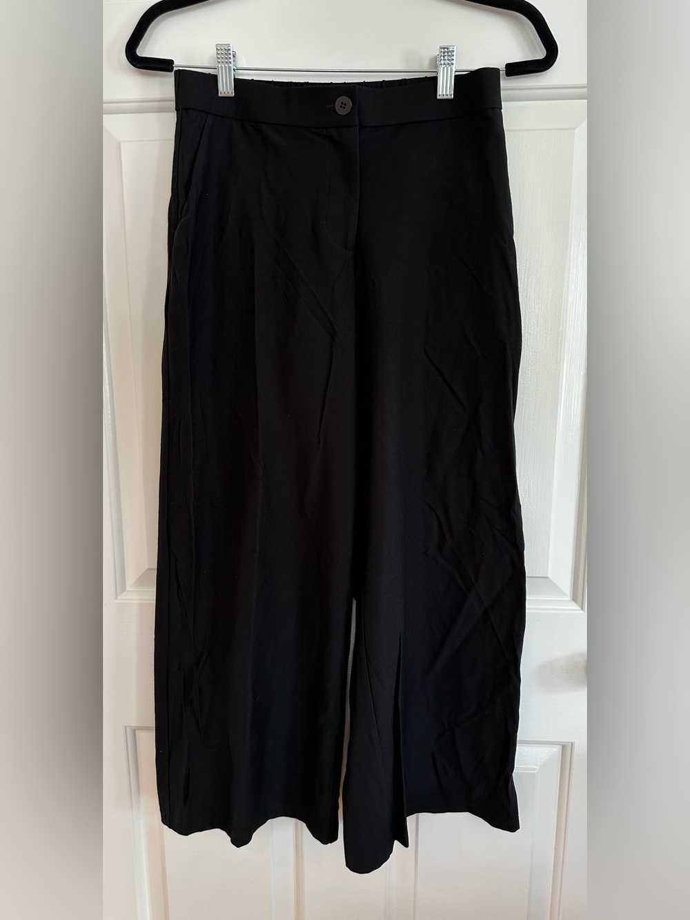 Eileen Fisher Petite PS / PP Womens Black Wide Leg Stretchy Dress Pants - NWT